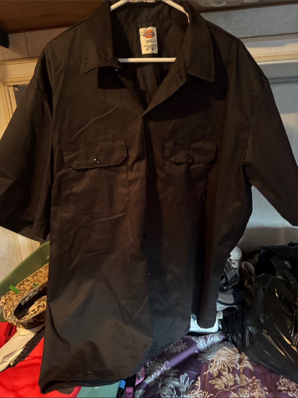 Dickies Black Short-Sleeve Work Shirt Jacket